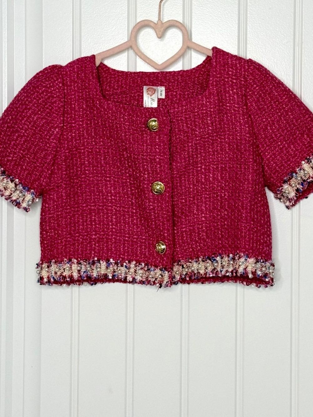 Girls Pink Tweed 2-Piece Pageant Outfit Size 7/8